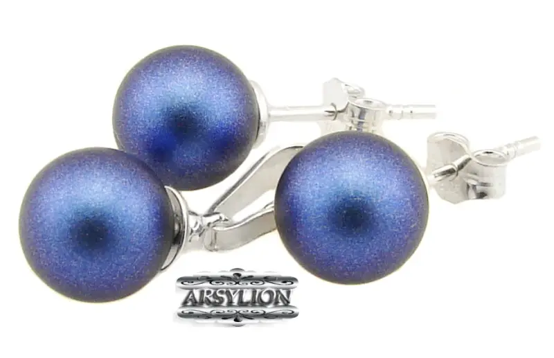 Komplet perła kryształ Swarovski Elements Iridescent Dark Blue