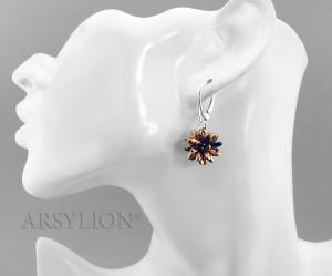 srebrne kolczyki jeżykowe kule Sapphire Capri Gold