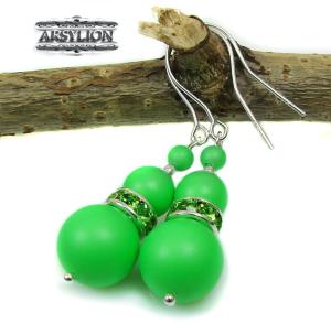 kolczyki perła Swarovski Elements Neon Green