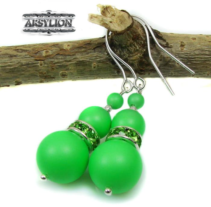 kolczyki perła Swarovski Elements Neon Green