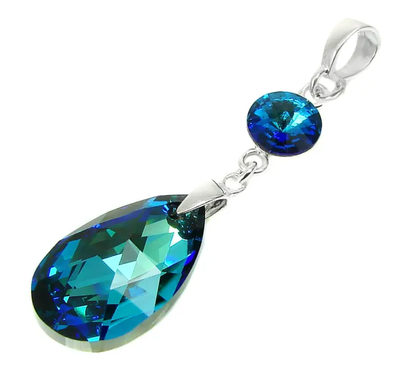zawieszka z oryginalnymi kryształkami bermuda blue