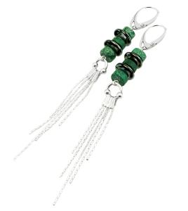 ARSYLION zielone kolczyki jaspis cesarski z hematytem 1256