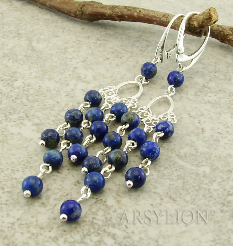 kolczyki lapis lazuli na filigranie