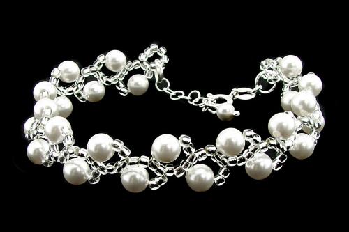 srebrna bransoletka z oryginalnymi perełkami White