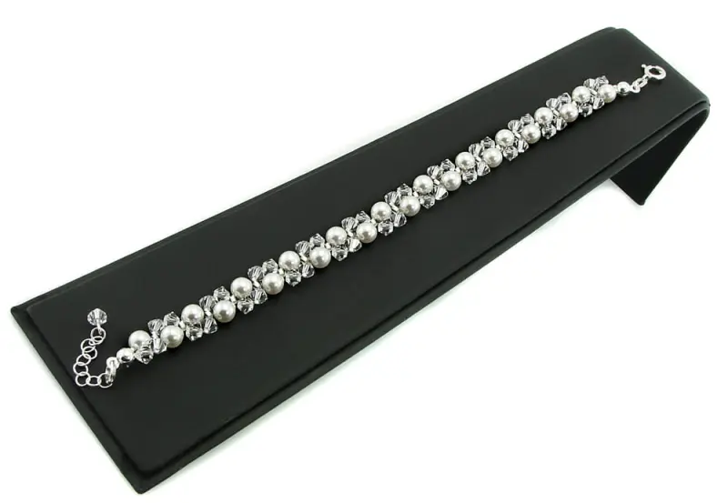 bransoletka z oryginalnymi kryształkami Crystal i perełkami white