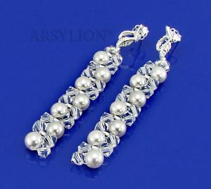 kolczyki z oryginalnymi kryształkami Crystal i perełkami White