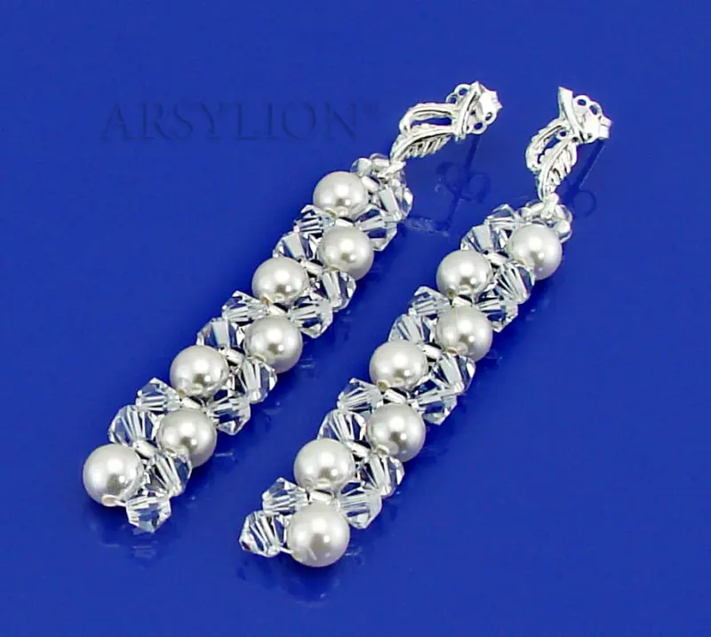 kolczyki z oryginalnymi kryształkami Crystal i perełkami White