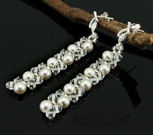 kolczyki z oryginalnymi kryształkami Crystal i perełkami White