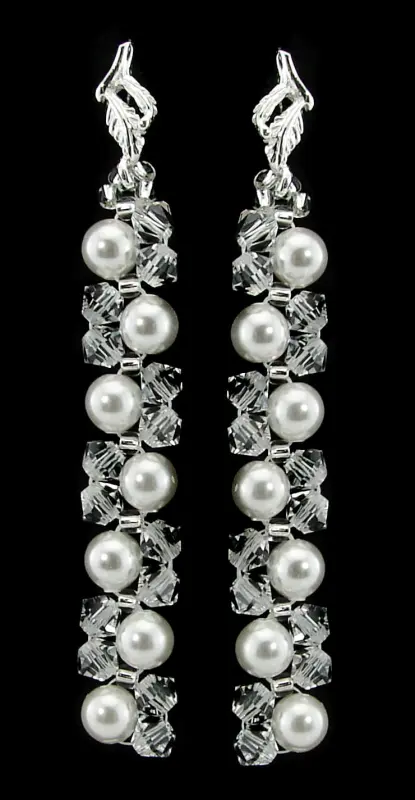 kolczyki z oryginalnymi kryształkami Crystal i perełkami White