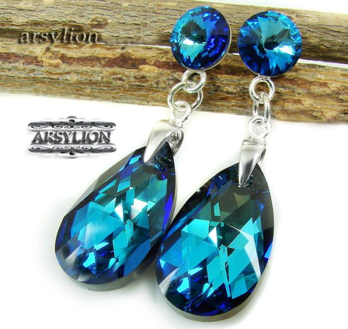 Kolczyki kryształ Bermuda Blue