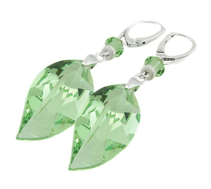 kolczyki z oryginalnymi kryształami new leaf light peridot
