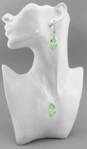 zielony komplet z oryginalnymi kryształami new leaf light peridot
