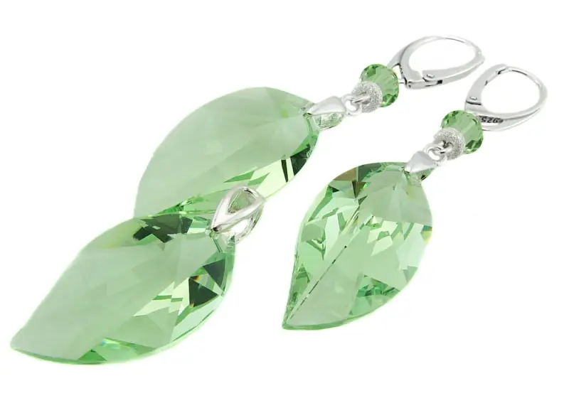 zielony komplet z oryginalnymi kryształami new leaf light peridot