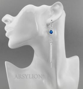 kolczyki z oryginalnymi kryształami capri blue bicone