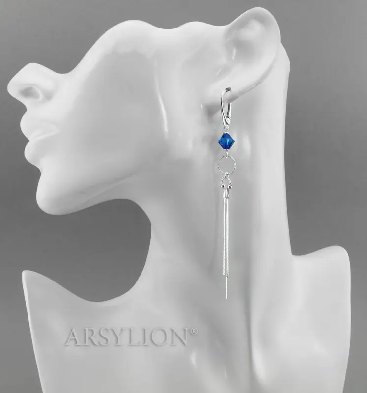 kolczyki z oryginalnymi kryształami capri blue bicone
