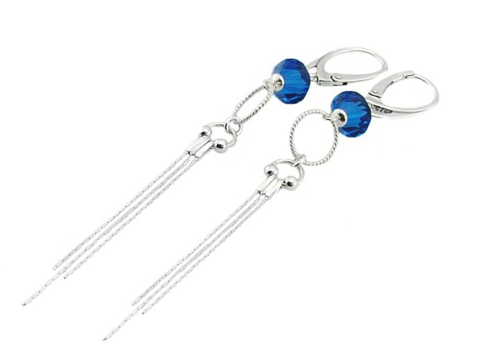 kolczyki z oryginalnymi kryształami capri blue bicone