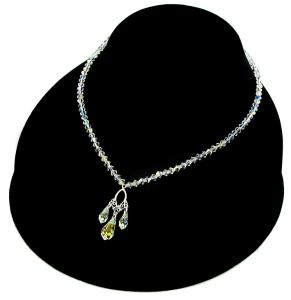 opalizujący srebrny naszyjnik z oryginalnymi kryształkami crystal ab z sopelkami sopelki