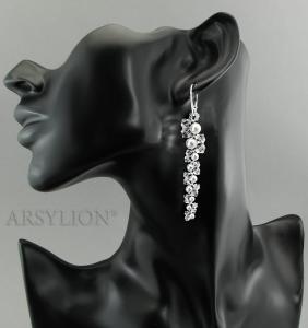długie kolczyki gałązki perełki white i kryształki crystal
