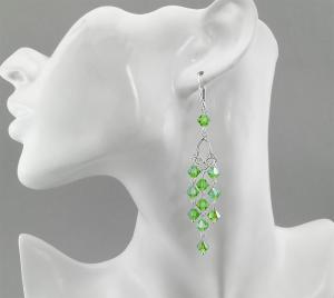zielone kolczyki błyszcząca peridot glitter filigran srebro