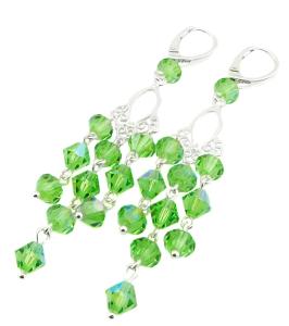 zielone kolczyki błyszcząca peridot glitter filigran srebro