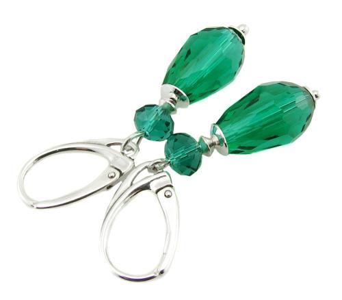 zielone kolczyki emerald krople jablonex