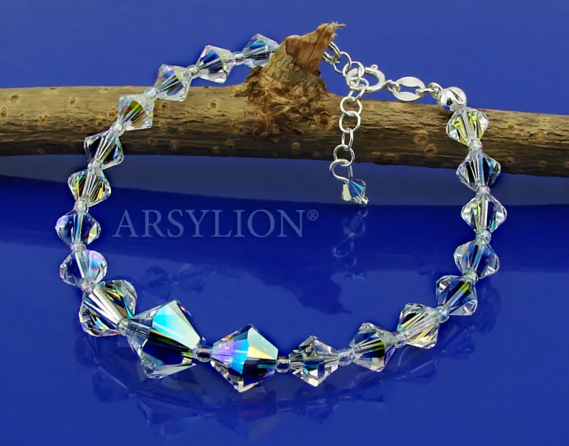 mieniąca bransoletka z oryginalnymi kryształkami bicone crystal ab