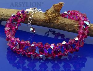 błyszcząca różowa bransoletka z kryształków fuchsia glitter
