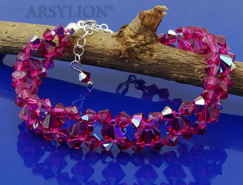 błyszcząca różowa bransoletka z kryształków fuchsia glitter