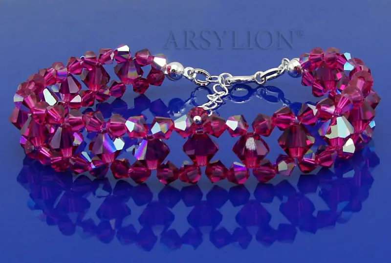 błyszcząca różowa bransoletka z kryształków fuchsia glitter