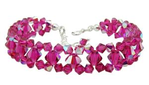 błyszcząca różowa bransoletka z kryształków fuchsia glitter