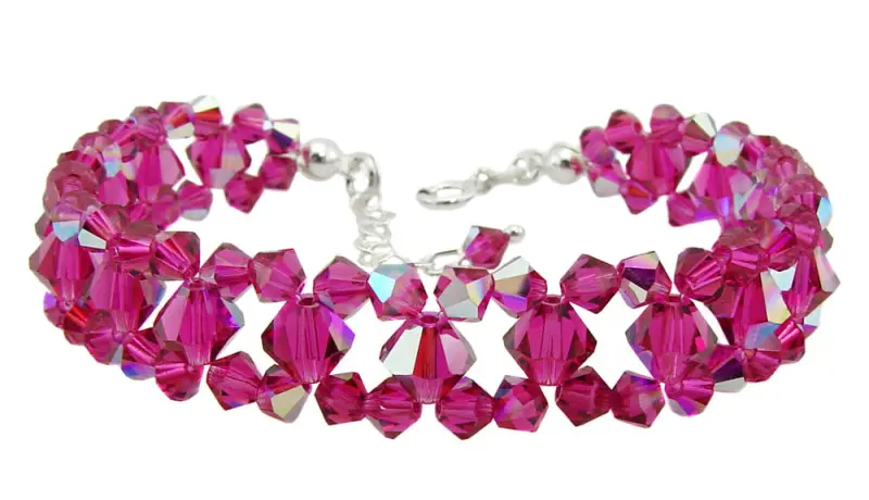 błyszcząca różowa bransoletka z kryształków fuchsia glitter