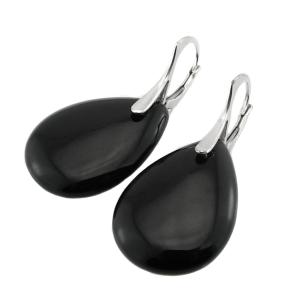 ARSYLION czarne kolczyki na prezent kamień onyks błyszczący łezki 513