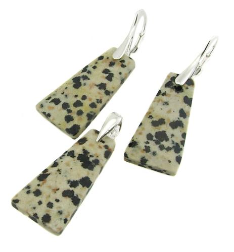 srebrny komplet jaspis dalmatyński trapez dalmatyńczyk