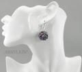 srebrne kolczyki z fioletowymi koralikami fire polish crystal magic purple