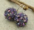 srebrne kolczyki z fioletowymi koralikami fire polish crystal magic purple