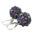 srebrne kolczyki z fioletowymi koralikami fire polish crystal magic purple