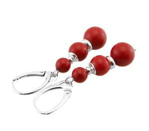 ARSYLION srebrne kolczyki koral czerwony kule 384