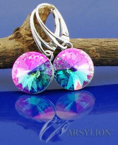 kolczyki aquamarine transmission rivoli oryginalne kryształy 14mm
