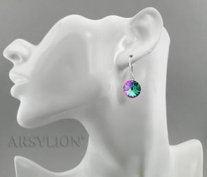 kolczyki aquamarine transmission rivoli oryginalne kryształy 14mm