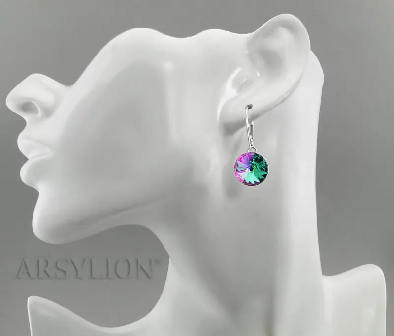 kolczyki aquamarine transmission rivoli oryginalne kryształy 14mm