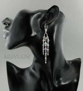 długie opalizujące kolczyki z oryginalnymi kryształkami crystal ab