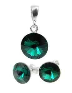 zielony komplet z oryginalnymi kryształkami rivoli kolor emerald szmaragdowy