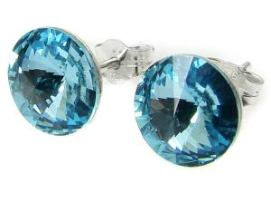 niebieski komplet z oryginalnymi kryształkami rivoli kolor aquamarine