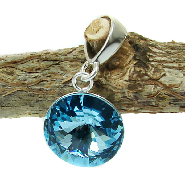 niebieski komplet z oryginalnymi kryształkami rivoli kolor aquamarine