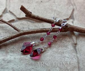 srebrne rubinowe kolczyki z kryształkami 6680 cosmic ruby