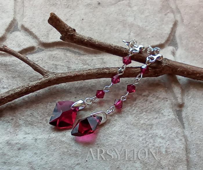 srebrne rubinowe kolczyki z kryształkami 6680 cosmic ruby