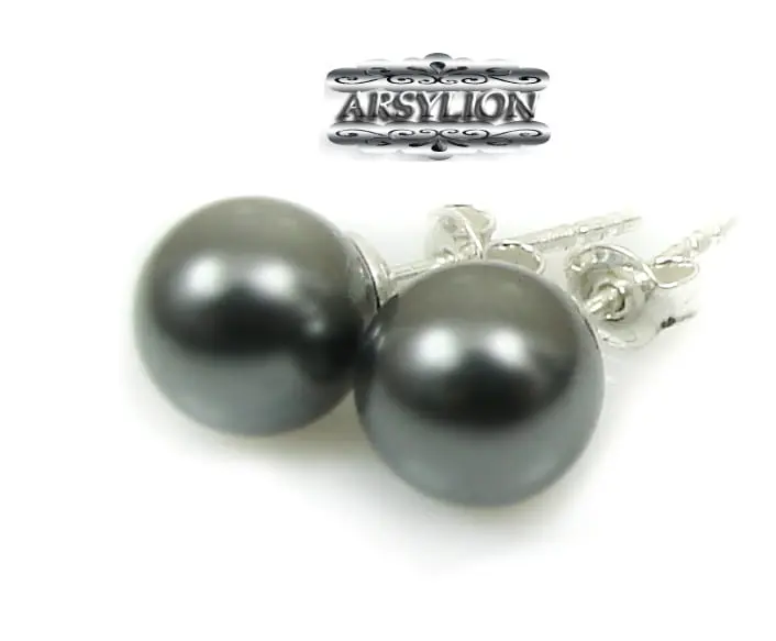 Kolczyki perła  Swarovski Elements Dark Grey