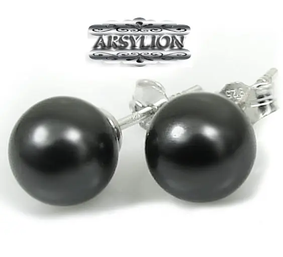 Kolczyki perła Swarovski Elements Black (ciemno stalowy)