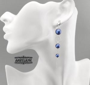 Kolczyki perła Swarovski Elements Iridescent Dark Blue
