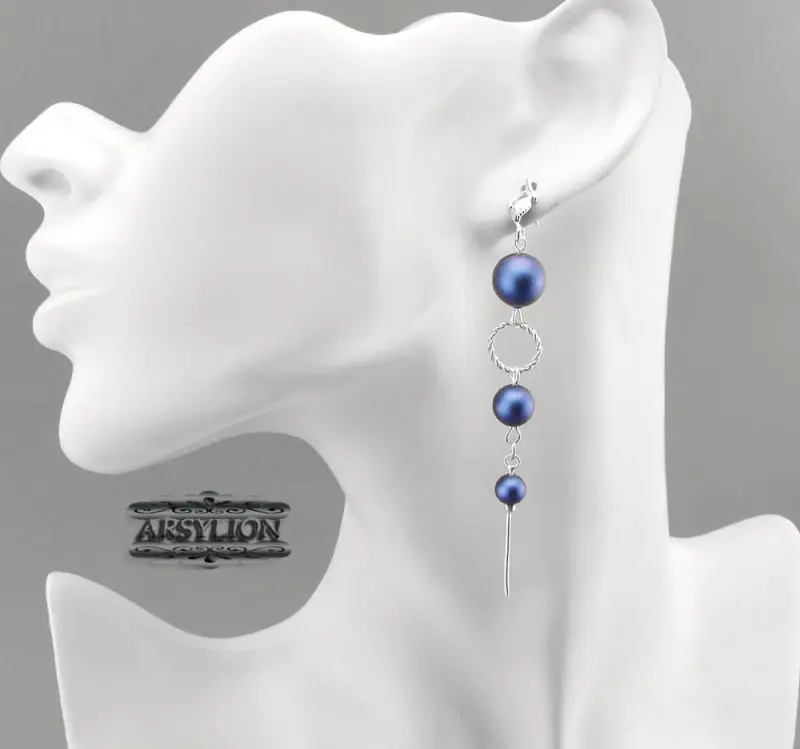 Kolczyki perła Swarovski Elements Iridescent Dark Blue